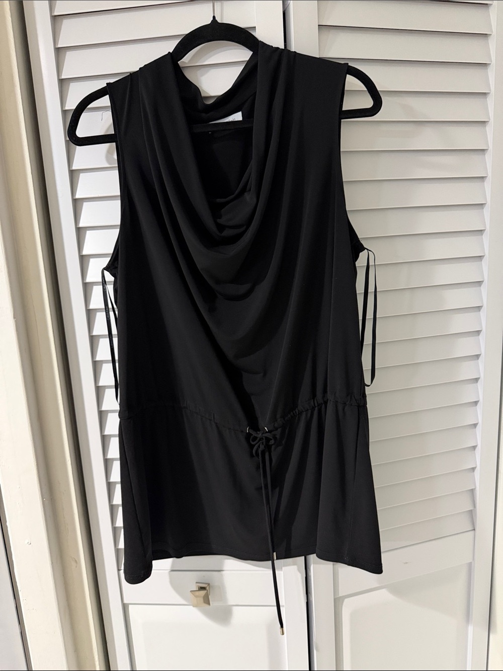 Women’s Black Sleeveless Draped Cowl Neck Top